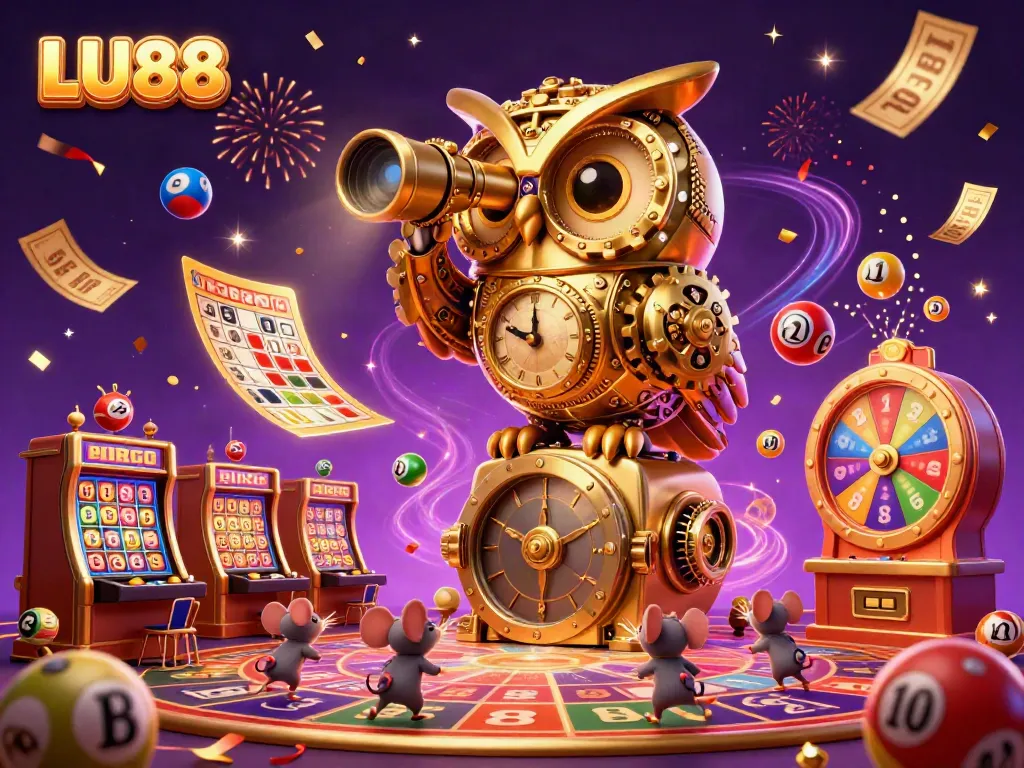 Experience the excitement at LU88 casino with dynamic golden owl and energetic game elements.