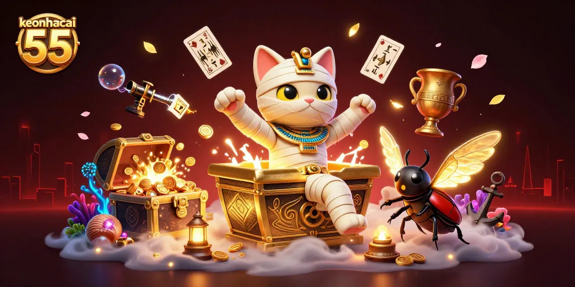 Engage with keonhacai 55 by exploring dynamic Egyptian-themed casino graphics showcasing thrilling gaming action.
