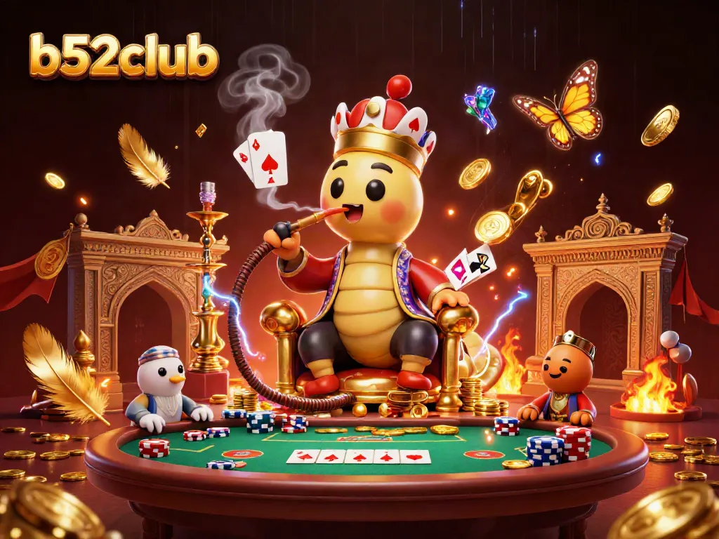 Experience exciting gameplay at b52club with a vibrant poker scene showcasing a hookah-master!