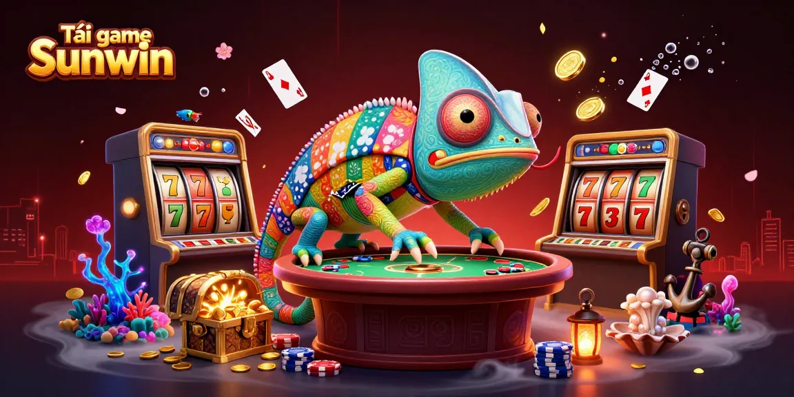 Play and win with Tải game Sunwin; a vibrant 3D illustration packed with gaming excitement.