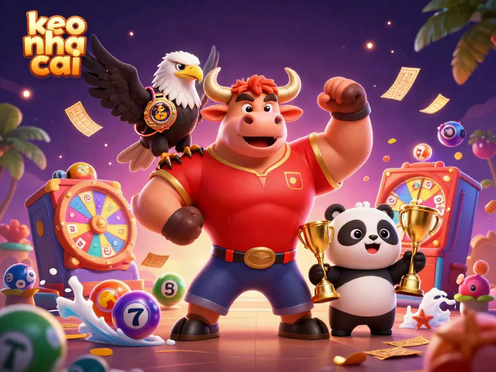 Celebrate victory with keo nha cai amidst colorful lottery elements in a vibrant casino scene.